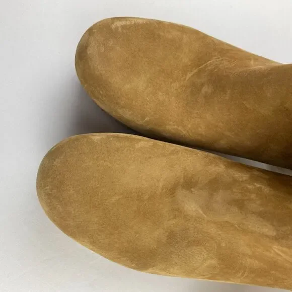 ~ UGG 10 Suede Clog Boots Tan Zip Camel Brown Women Tall Wood Heel Boho HTF Rare - Picture 13 of 14